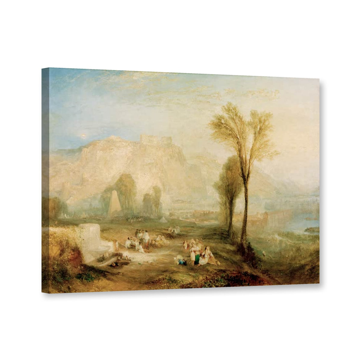 Der Ehrenbreitstein und Marceaus Grab von William Turner als Leinwand – Perspektivansicht