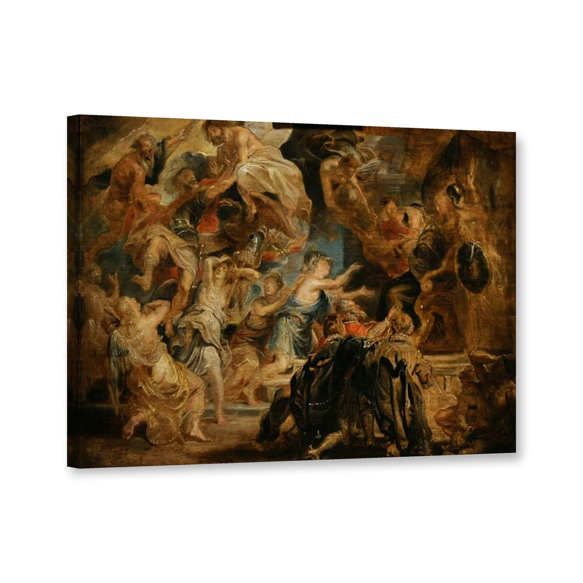 Der Tod Heinrichs IV. und die Proklamation der Regentschaft, Ölskizze von Peter Paul Rubens als Leinwand – Perspektivansicht