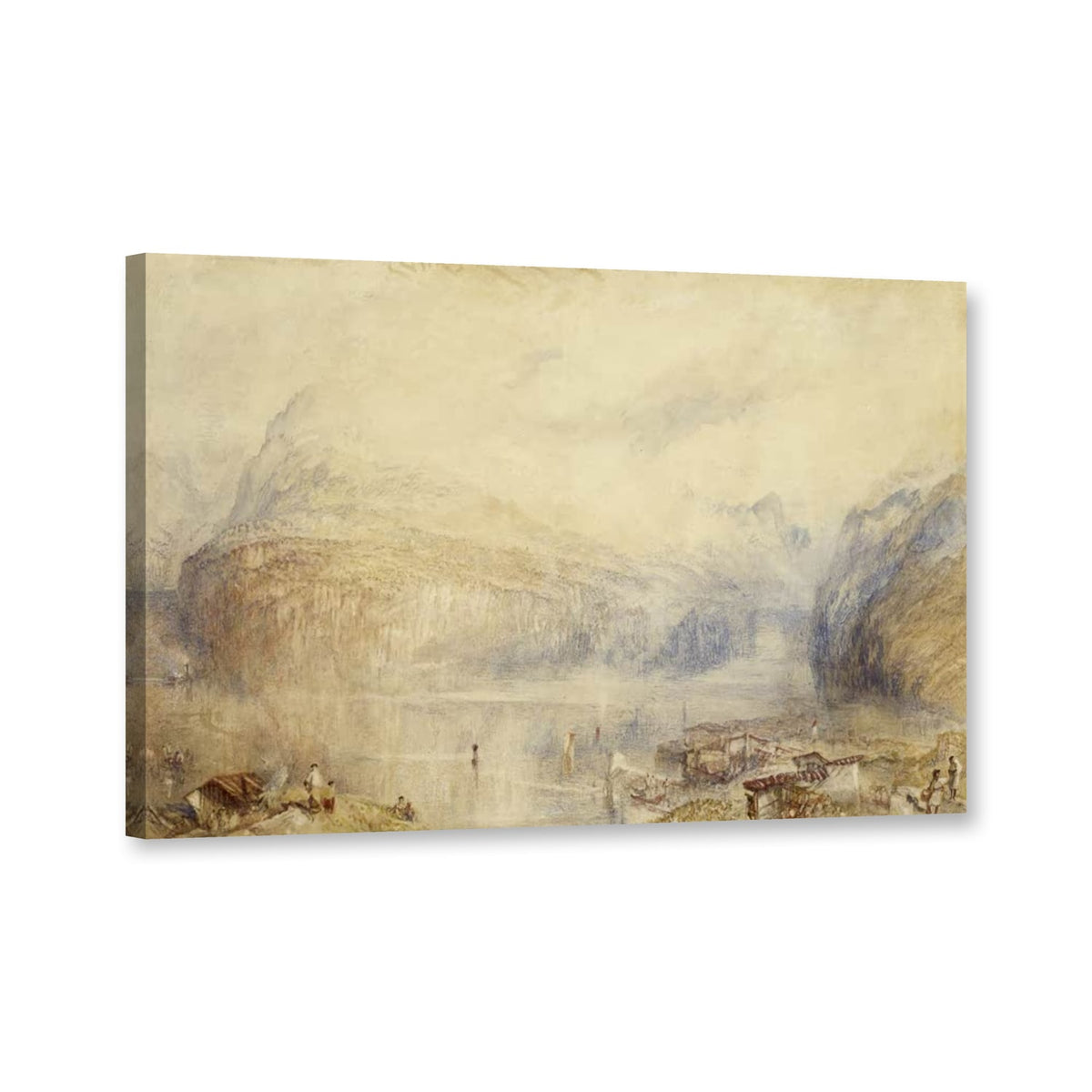 Der Vierwaldstättersee von Brunnen von William Turner als Leinwand – Perspektivansicht