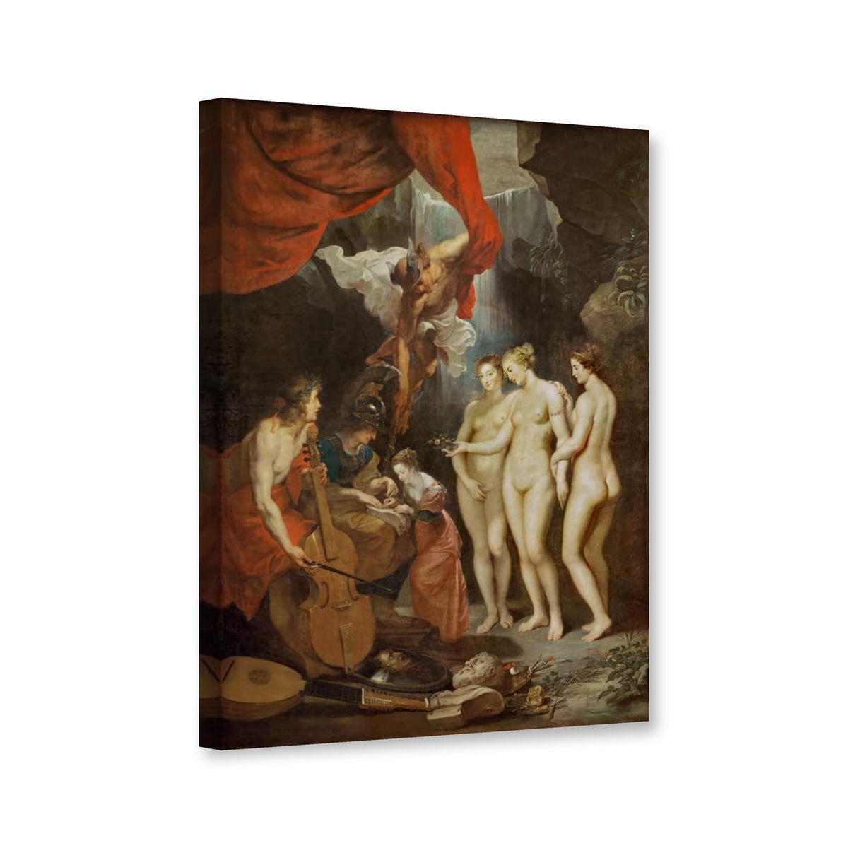 Die Erziehung der Maria von Medici von Peter Paul Rubens als Leinwand – Perspektivansicht