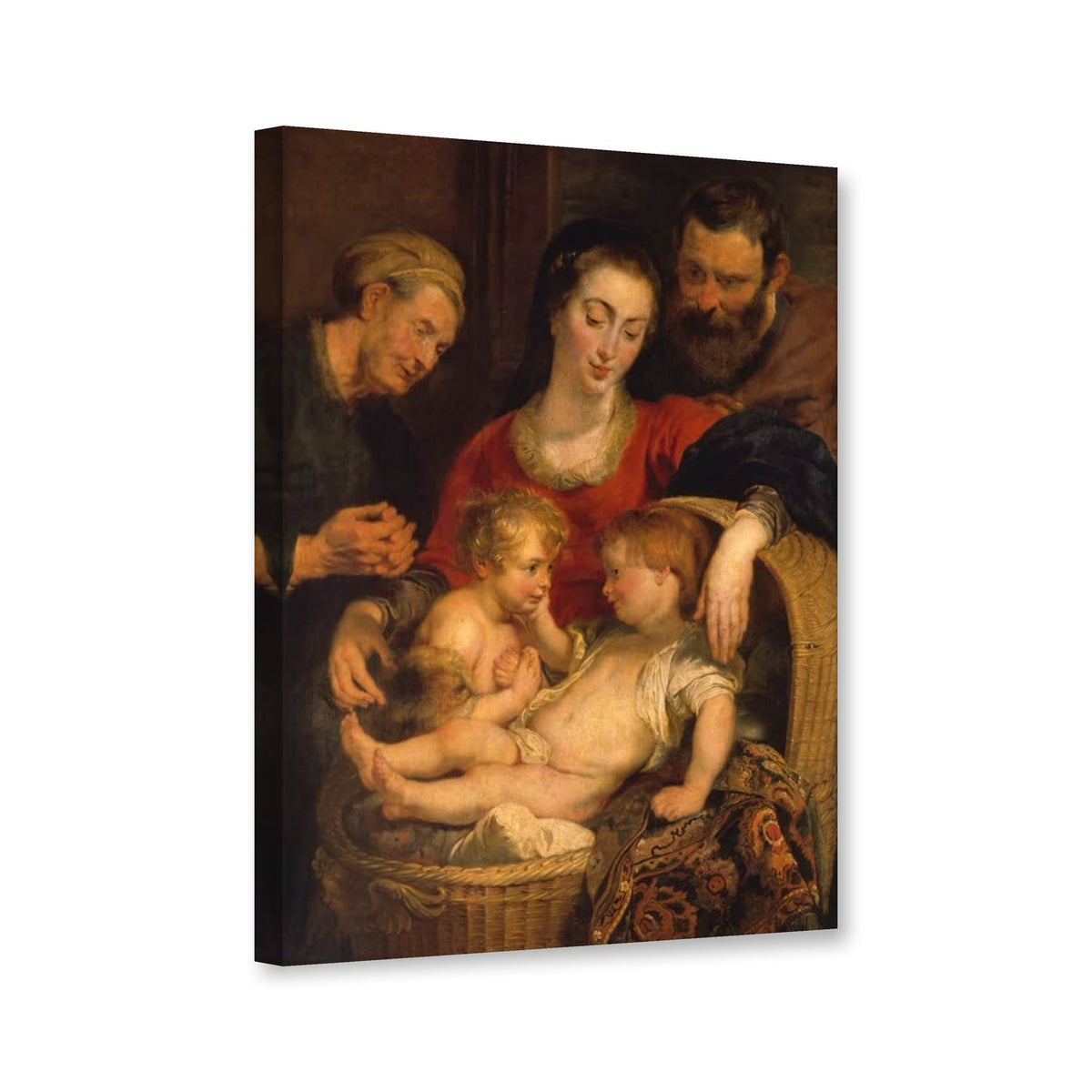 Die Heilige Familie mit dem Weidenkorb, Florenz von Peter Paul Rubens als Leinwand – Perspektivansicht