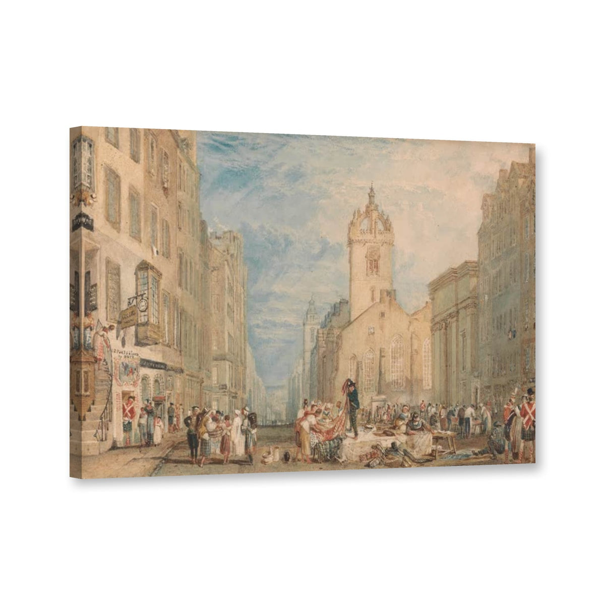 Die High Street in Edinburgh von William Turner als Leinwand – Perspektivansicht