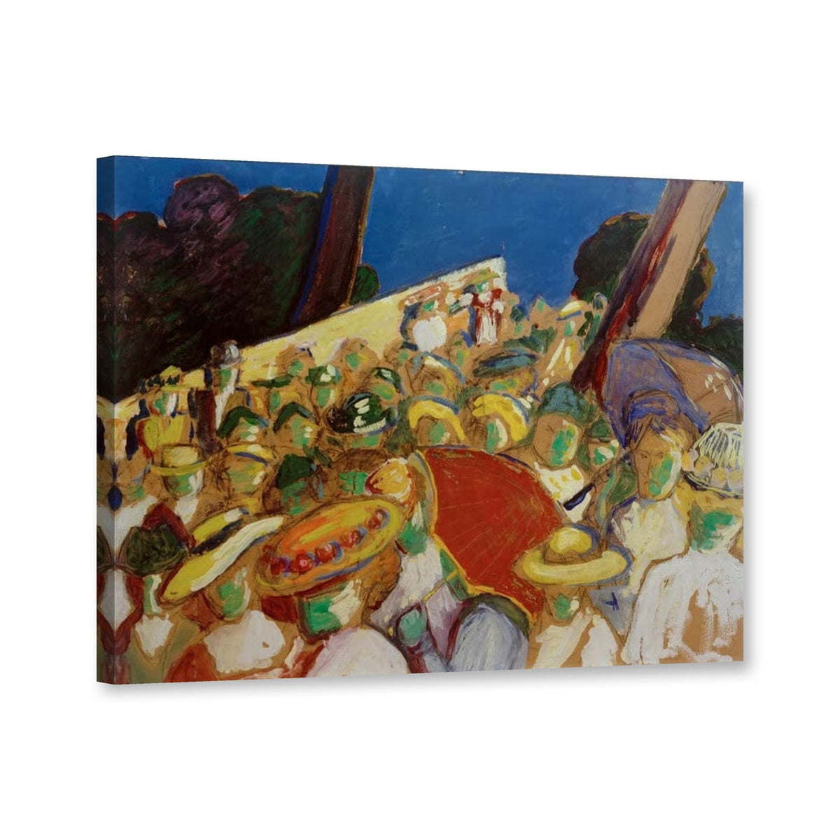 Die Menschenmenge von Marianne von Werefkin als Leinwand – Perspektivansicht