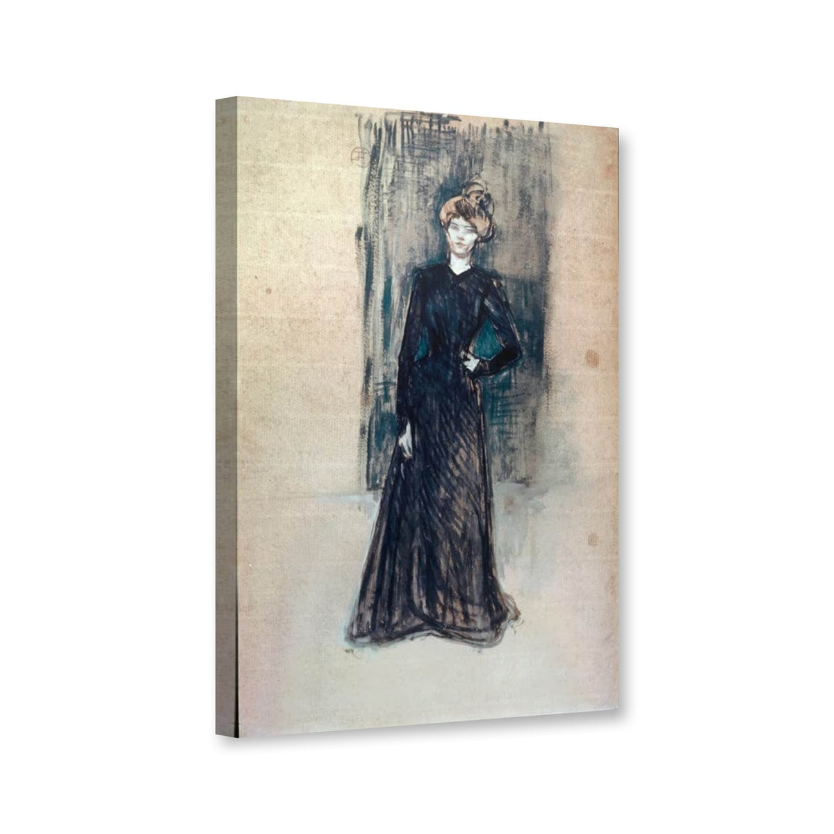 Die Modistin, Mademoiselle Margouin im Vorführkleid von Henri de Toulouse-Lautrec als Leinwand – Perspektivansicht