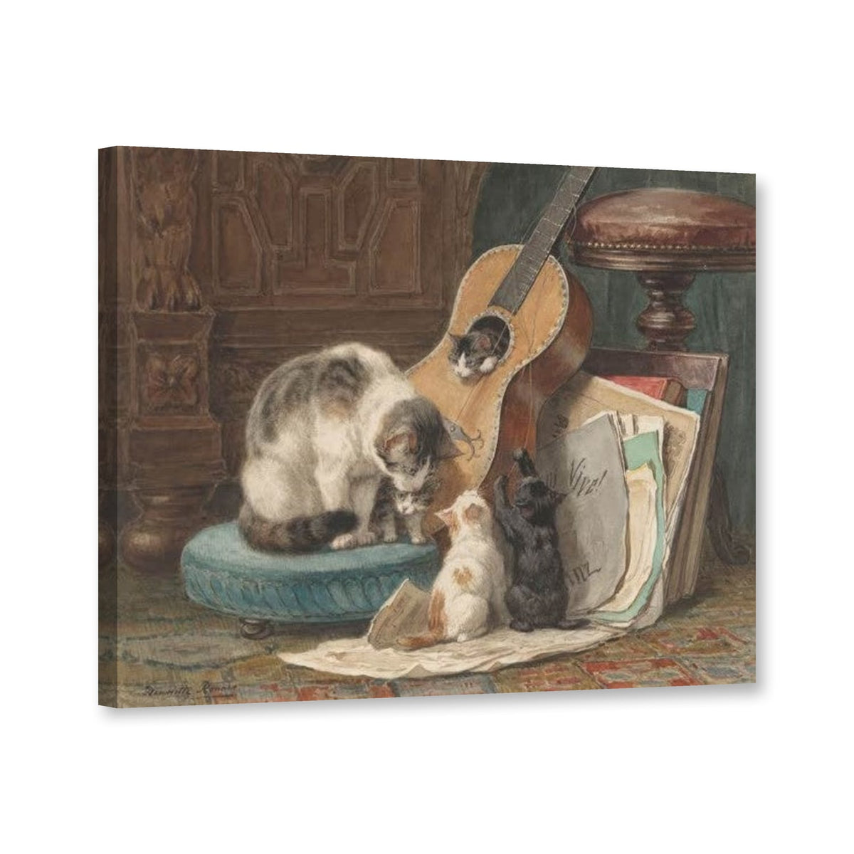 Die Musiker von Henriette Ronner-Knip als Leinwand – Perspektivansicht