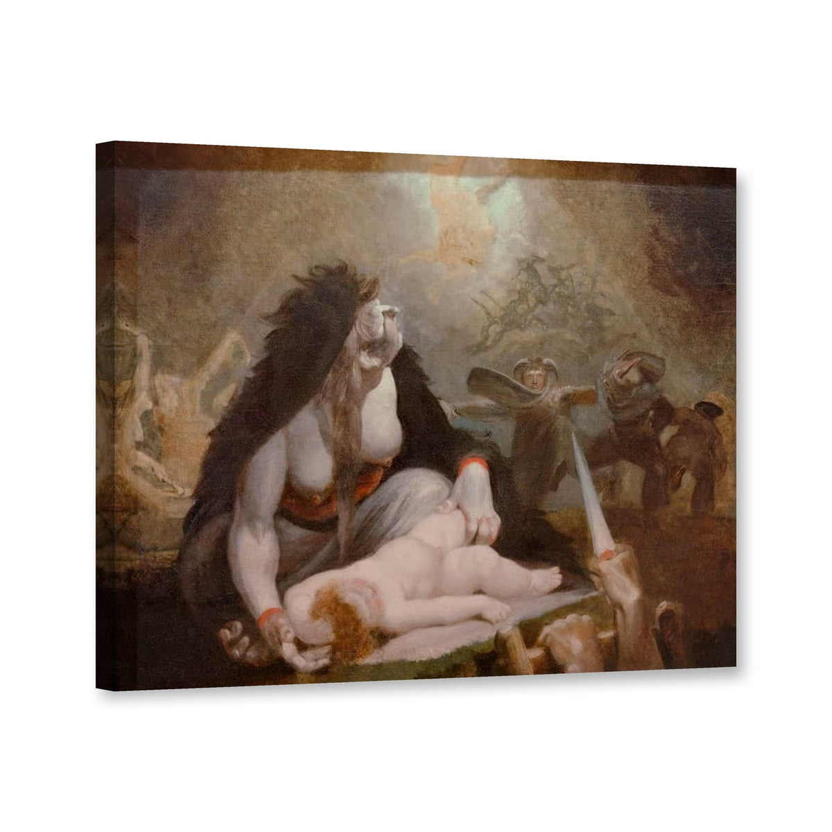 Die Nachthexe besucht die lappländischen Hexen von Johann Heinrich Füssli als Leinwand – Perspektivansicht