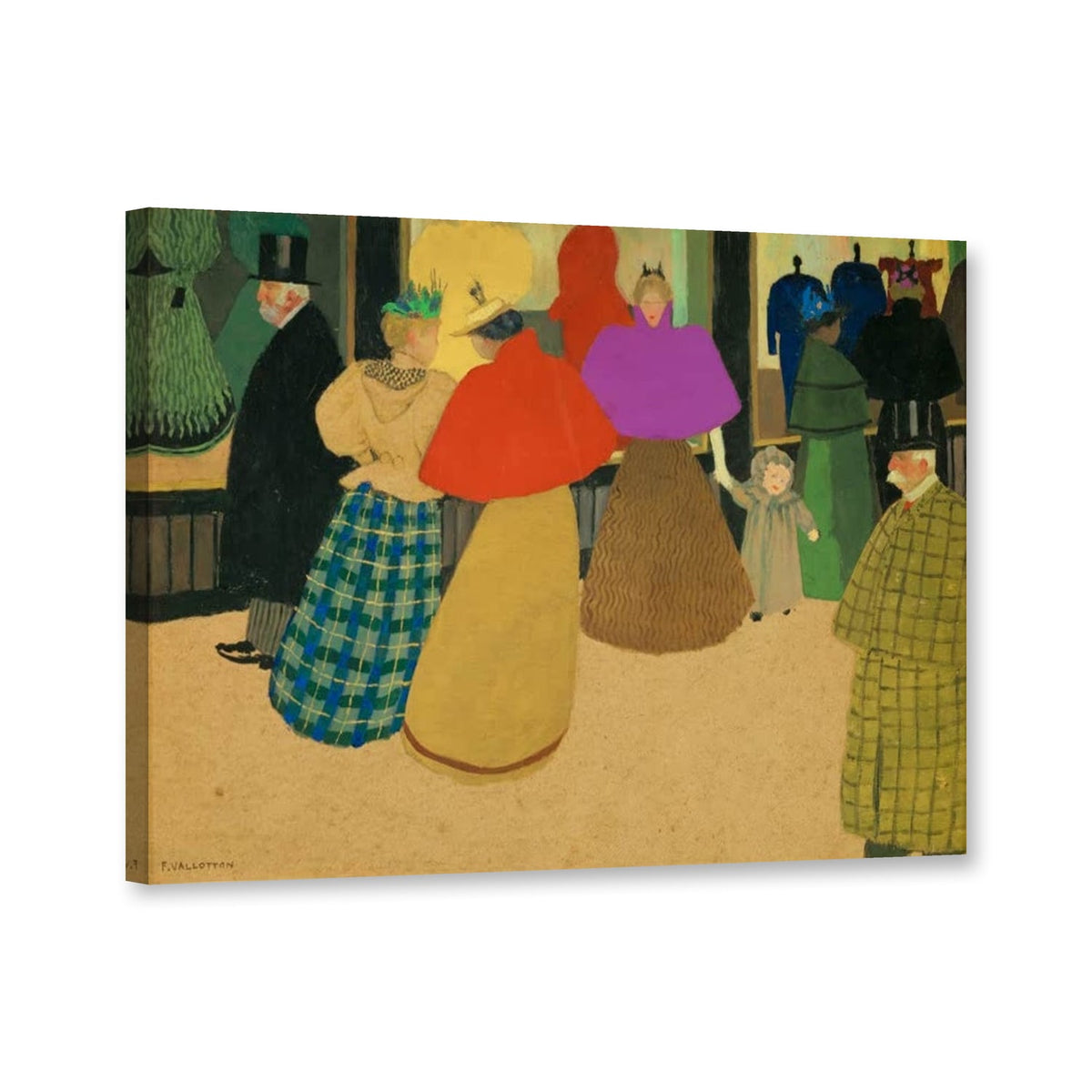 Die Passanten vor dem Schaufenster von Félix Vallotton als Leinwand – Perspektivansicht