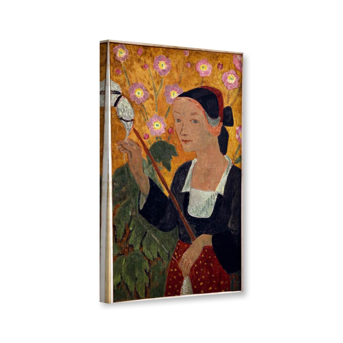 Die Spinnerin mit den Anemonen von Maurice Denis als Leinwand – Perspektivansicht
