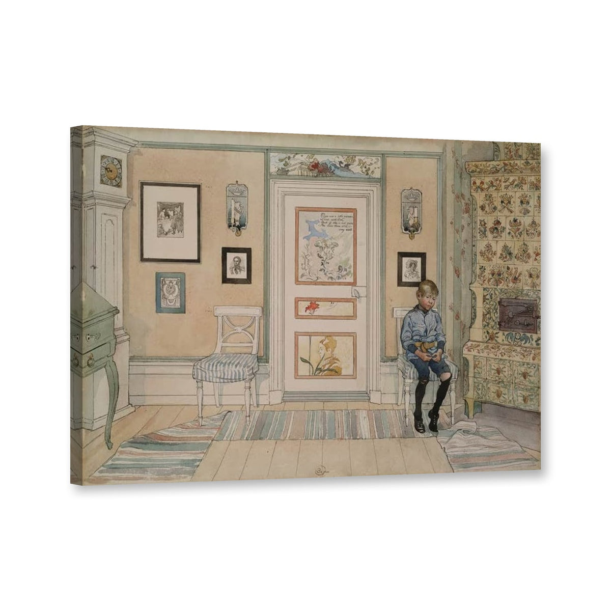 Die Strafecke von Carl Larsson als Leinwand – Perspektivansicht