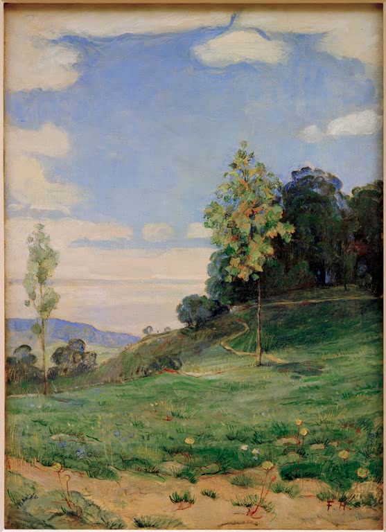 Landschaft mit zwei kleinen Bäumen