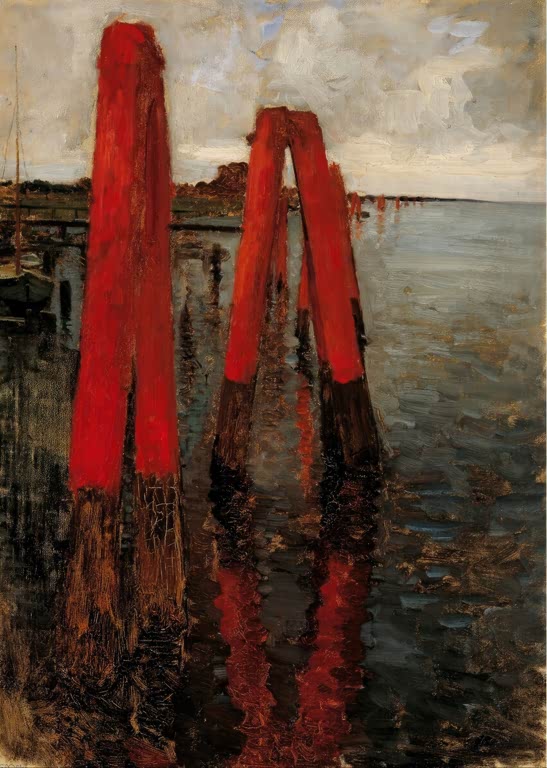 Rote Haufen am Meer