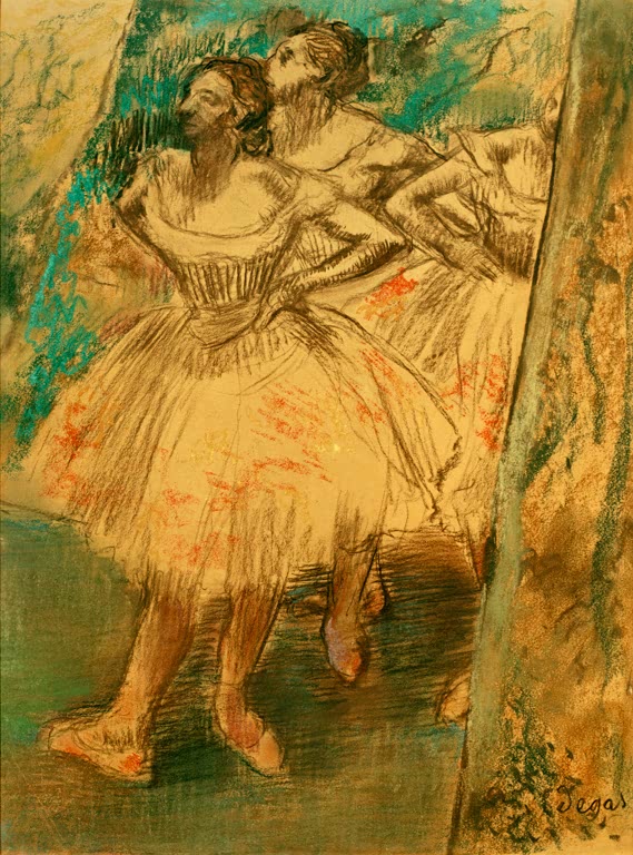 Trois danseuses dans les coulisses
