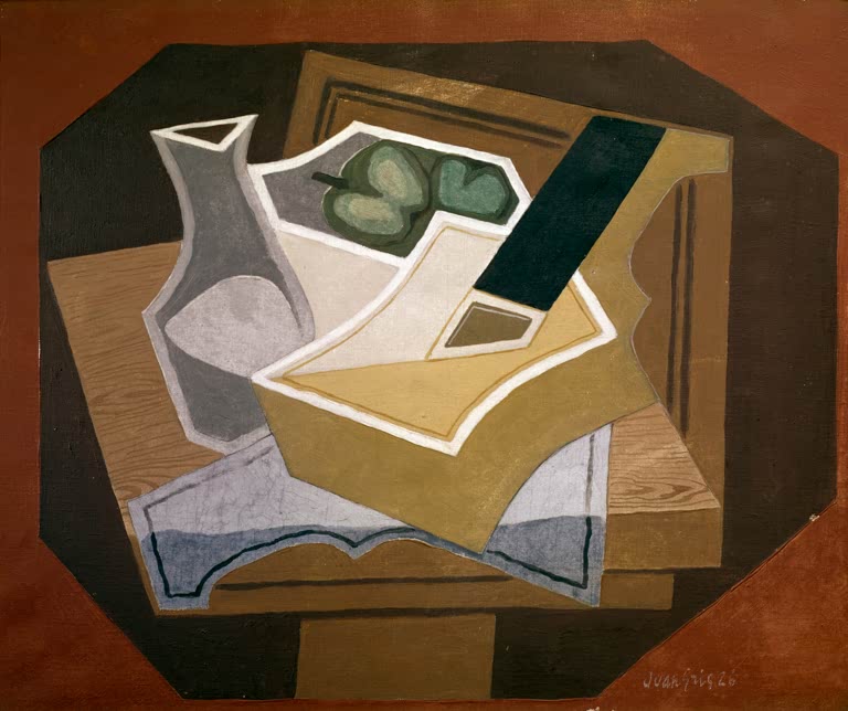 Guitare, pommes et karaffe