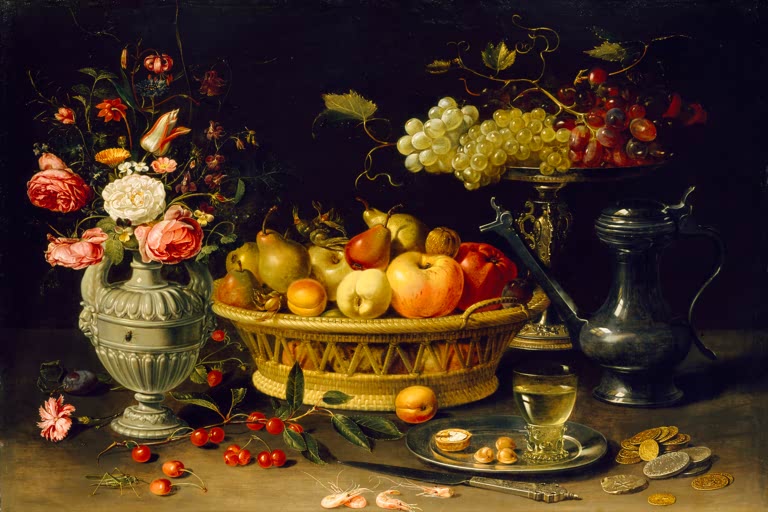 Still Life of Fruit and Flowers