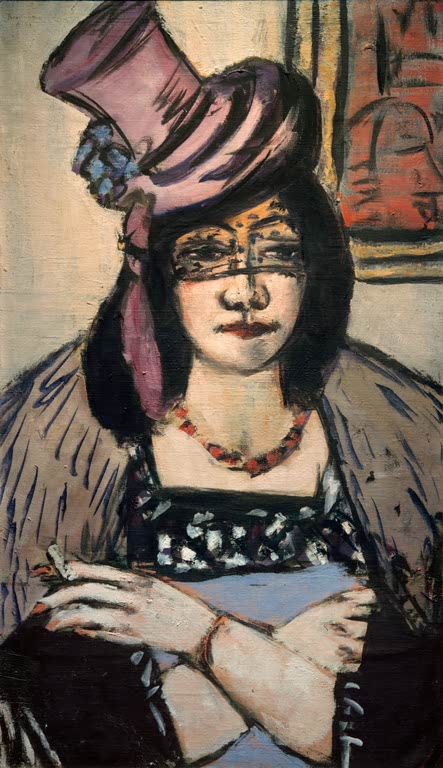 Dame mit Hut und Schleier