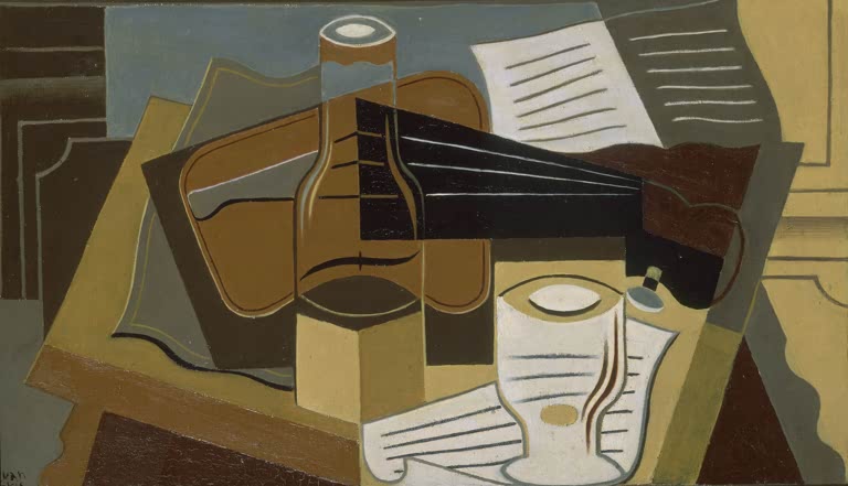 Violon, carafe et verre