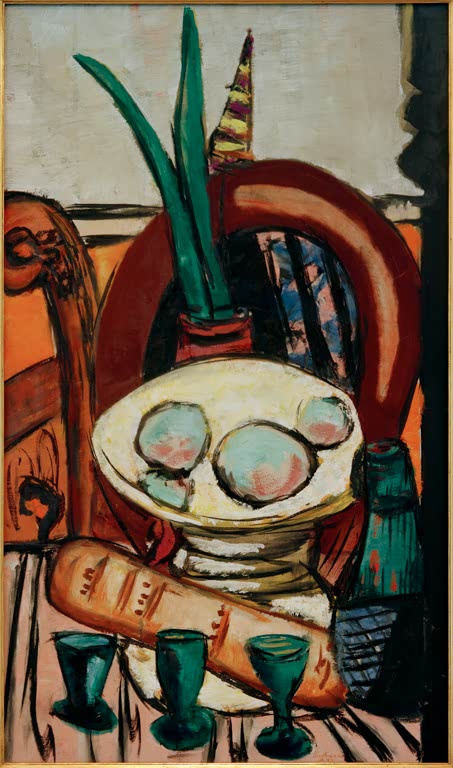 Stilleben mit grünen Gläsern
