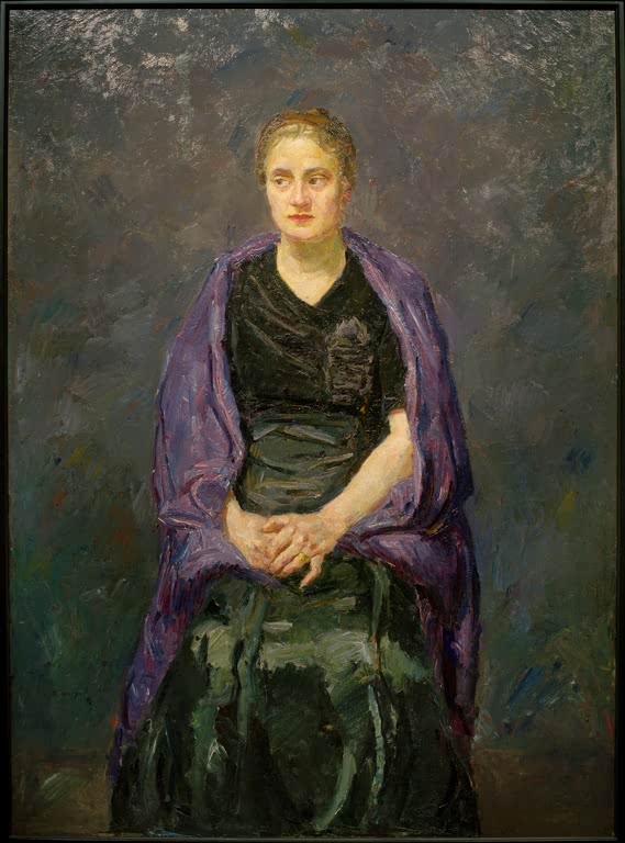 Bildnis Minna Beckmann-Tube mit violettem Schal