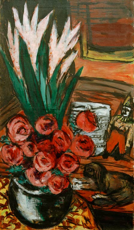 Stillleben mit roten Rosen und Butchy