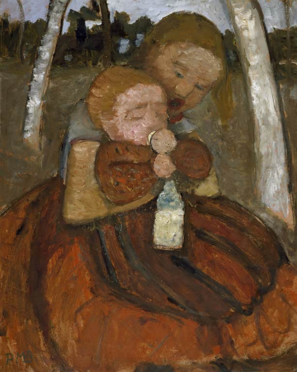 Mädchen mit einem Säugling unter Birken | Paula Modersohn-Becker