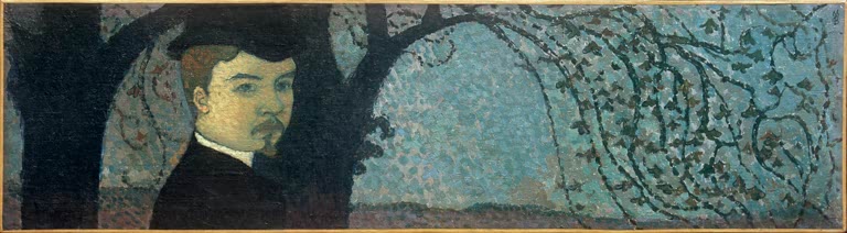 Portrait de l'artiste sous les arbres