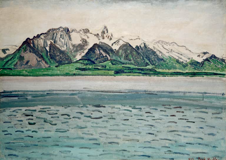 Das Stockhorn (mit Seevordergrund ohne Ufer, Die Blümlisalp)