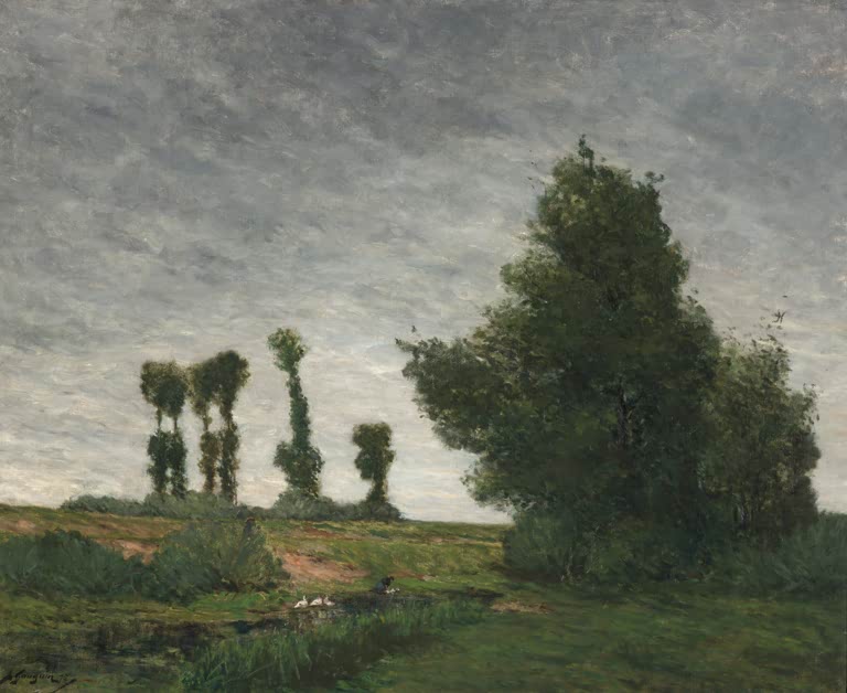 Paysage aux peupliers