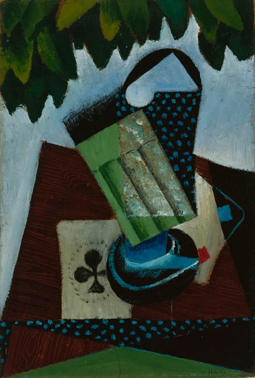 Verre et cartes à jouer