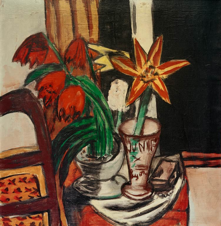 Rote Tulpe und Feuerlilien