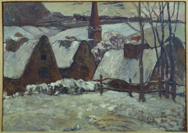 Village breton sous la neige