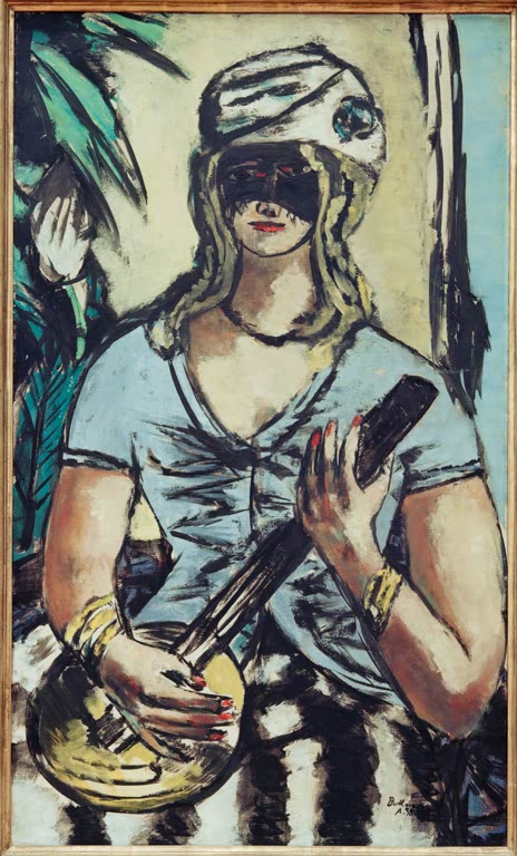 Mädchen mit Banjo und Maske