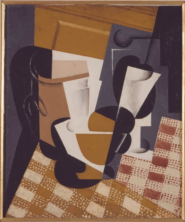 Vase, bouteille et verre
