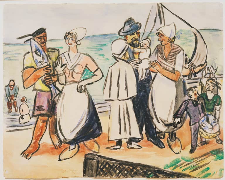 Holländische Fischer am Strand