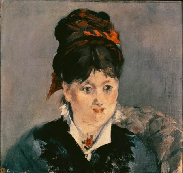 Édouard Manet Bildnis Alice Legouvé Kunstkopie, Frau mit hochgesteckten Haaren und rotem Band vor grauem Grund