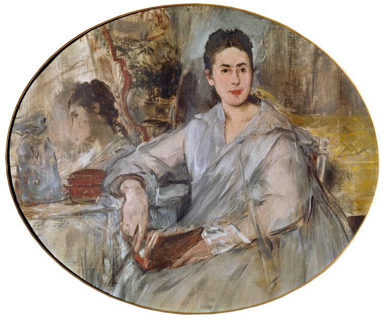 Édouard Manet Marguerite de Conflans, später Madame d'Angély Kunstkopie, sitzende Frau mit Buch in ovalem Bildfeld
