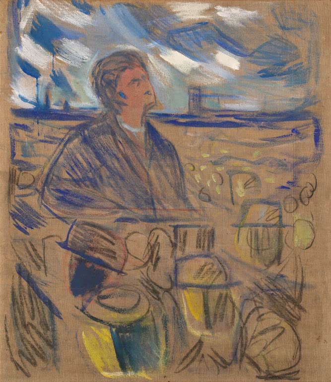 Redner blickt zum Himmel über einer Menge mit Hüten – Edvard Munch Bjornson spricht zum Volk Kunstkopie