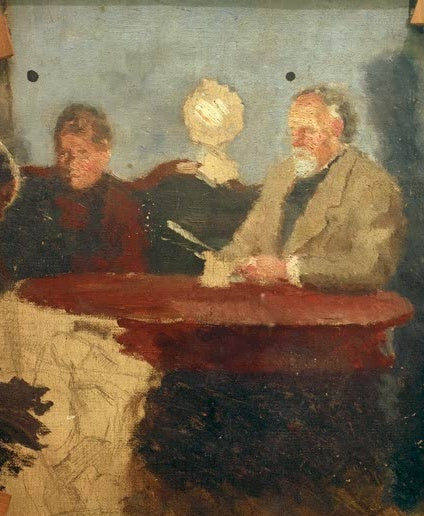 Drei Männer am rot gedeckten Tisch, Leinwand im Keilrahmen – Edvard Munch Christian Munch am Wohnzimmertisch Kunstkopie