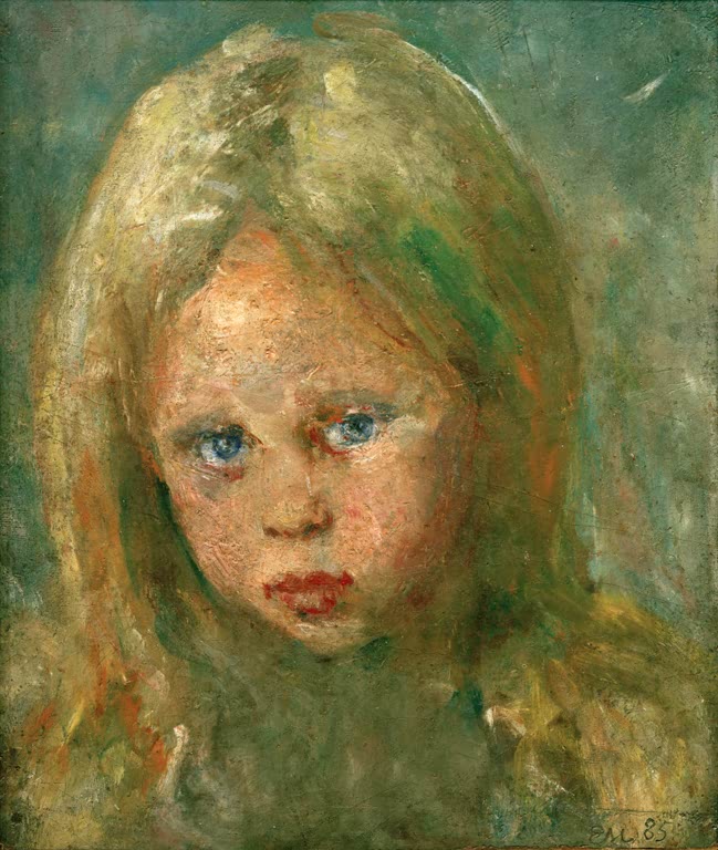 Porträt eines Mädchens mit langen blonden Haaren und blauen Augen – Edvard Munch Mädchen Kunstkopie