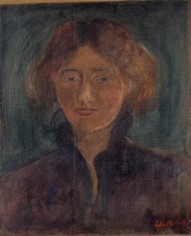 Edvard Munch Tulla Larsen Kunstkopie, Bildnis einer jungen Frau mit rotbraunem Haar vor grünem Grund