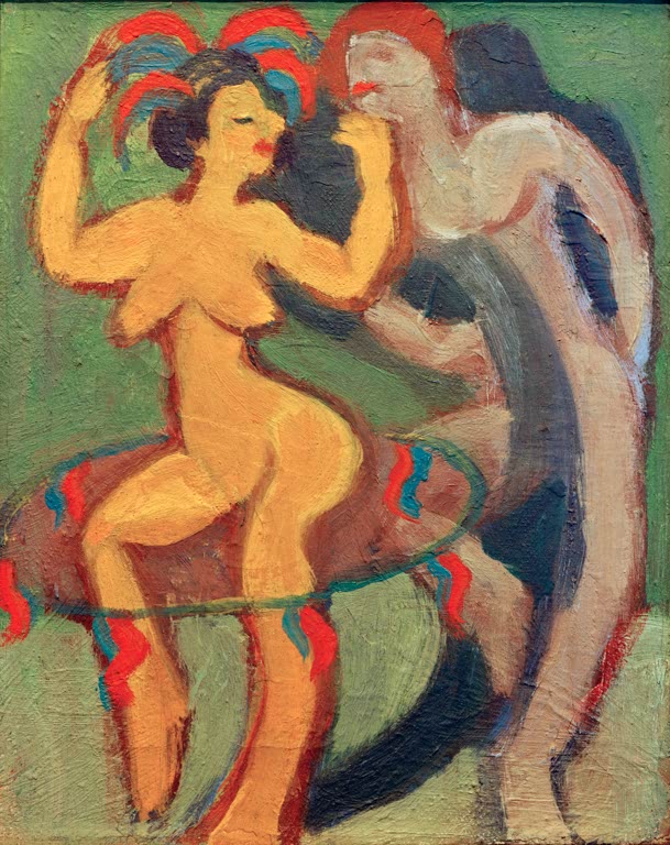 Gelbe nackte Tänzerin vor grauem Partner – Ernst Ludwig Kirchner Gelbe Tänzerin mit grauem Partner Kunstkopie