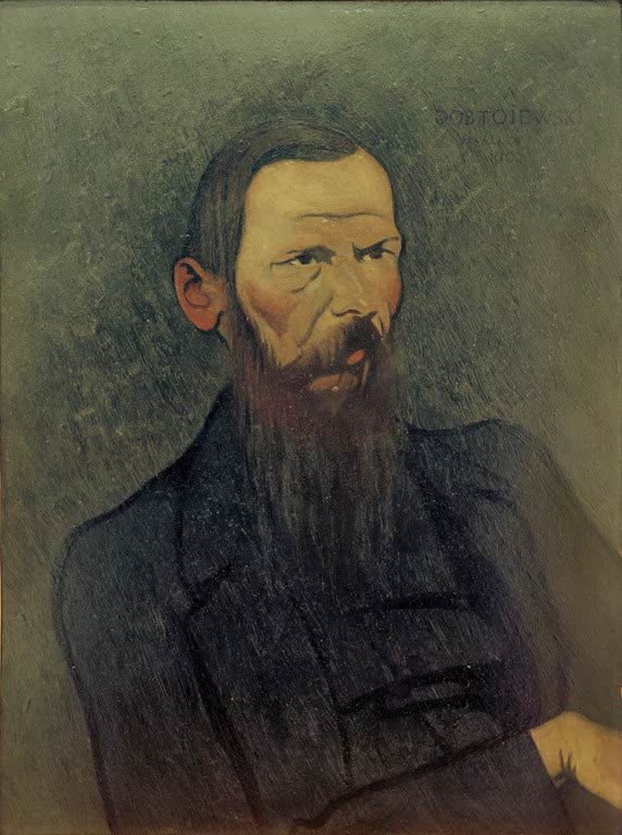 Félix Vallotton Dekoratives Porträt Fjodor Dostojewskis Kunstkopie, bärtiges Brustbild vor graugrünem Grund