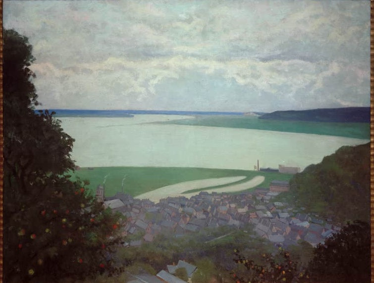 Félix Vallotton Sicht auf Honfleur morgens Kunstkopie, Blick über die Dächer der Stadt auf die weite Seinemündung