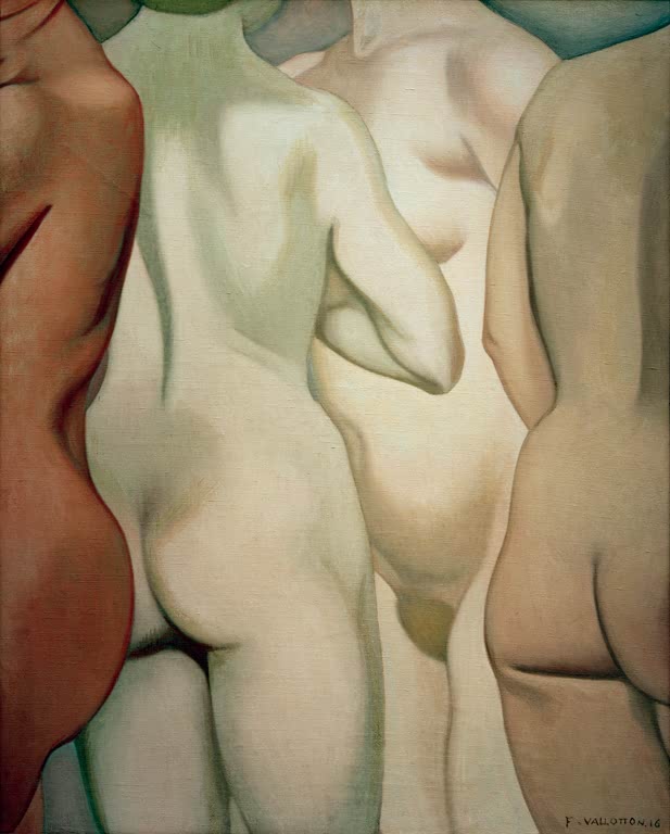 Félix Vallotton Vier Torsi Kunstkopie, vier weibliche Rückenakte in warmen Hauttönen dicht nebeneinander