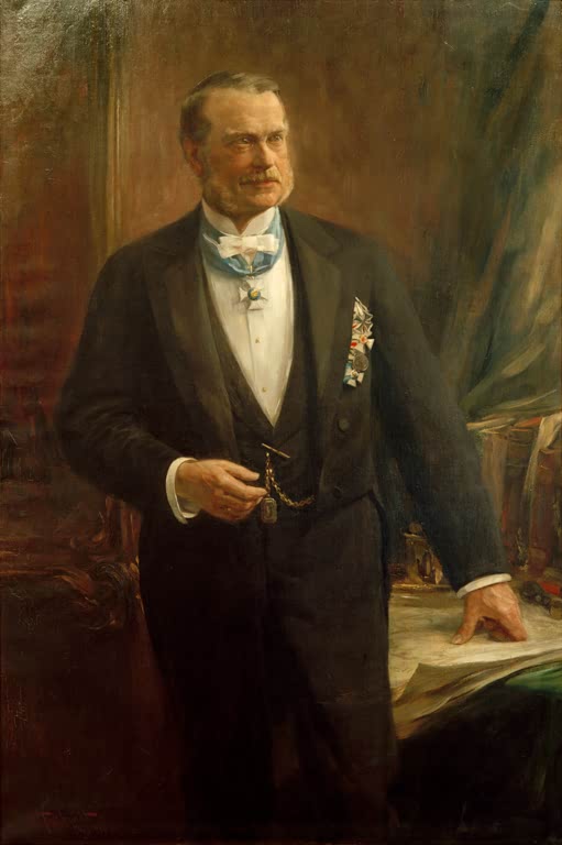 Stehender Herr mit Orden am Tisch – Ferdinand Brütt Bildnis Daniel Heinrich Mumm von Schwarzenstein Kunstkopie