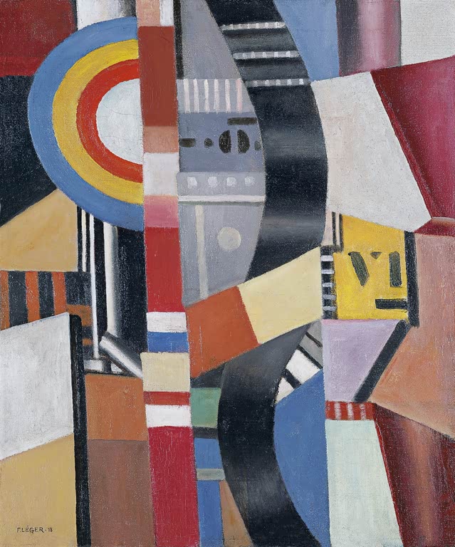 Konzentrische Kreise und farbige Flächen mit geschwungenem schwarzem Band – Fernand Leger Die Scheibe Kunstkopie