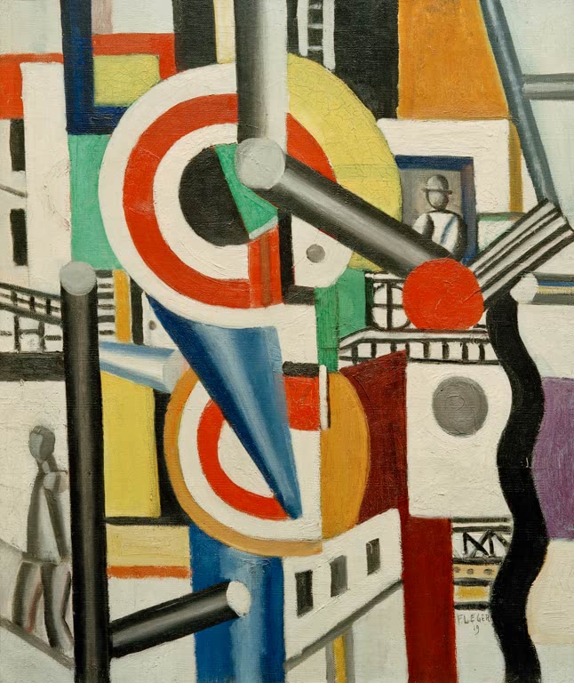 Rot-weiße Scheiben, graue Röhren und Fassaden – Fernand Leger Les deux disques dans la ville Kunstkopie