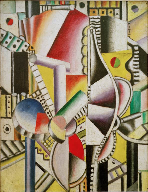 Propellerformen und bunte Zylinder mit Punktreihen – Fernand Leger Les hélices Kunstkopie
