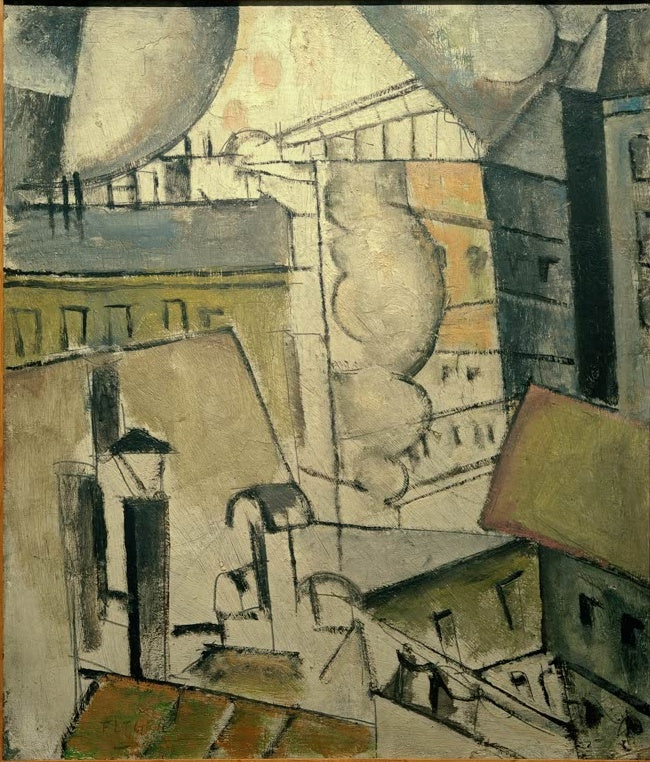 Rauch über zerlegten Dächern in gedämpften Tönen – Fernand Leger Rauch über den Dächern Kunstkopie