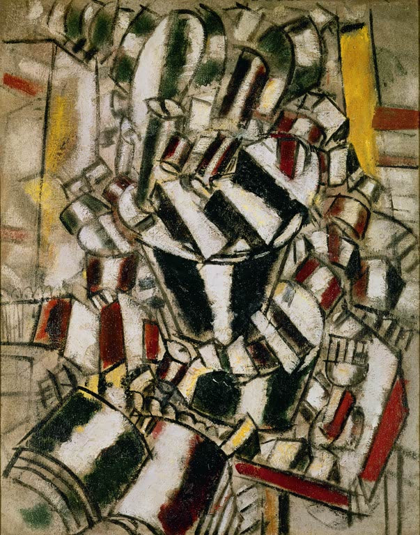 Zerlegte Zylinderformen in Schwarz, Weiß und Rot auf Tisch – Fernand Leger Stillleben auf einem Tisch Kunstkopie