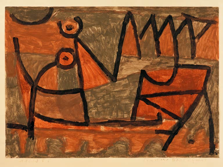 Kunstdruck „finstere Bootsfahrt“ von Paul Klee, handgefertigt in Deutschland